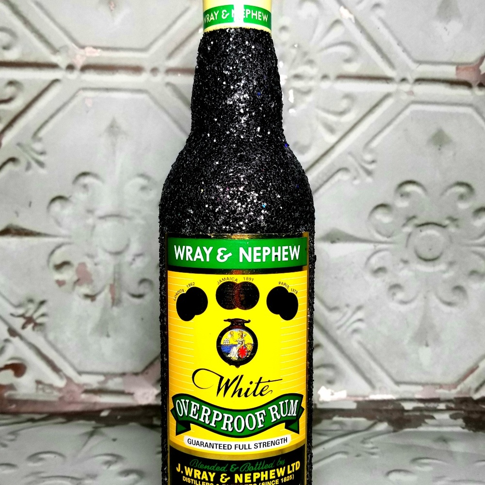 Upscaled Glitter Wray & Nephew Liquor Bottle Empty